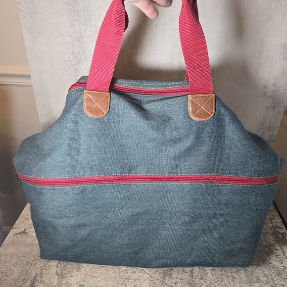 Vintage 90's Disney Expandable Denim Tote Bag Mickey Mouse - Picture 6 of 10